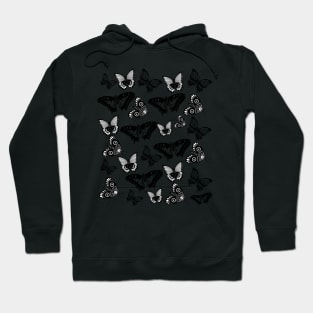 Butterfly Pattern - Black And White Butterflies And Moths Hoodie